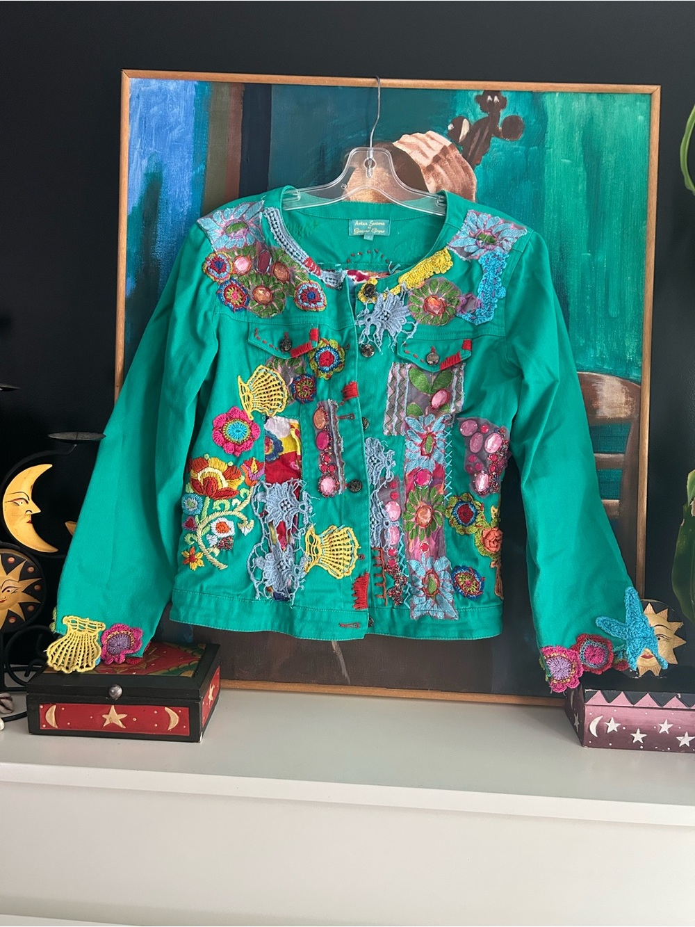 Antica Sartoria Giacomo Cinque Embellished Crochet Jacket Boho Size 2 XS/S